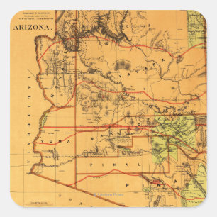 Arizona TerritoryPanoramic MapArizona Square Sticker