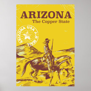 Arizona the copper state vintage travel poster