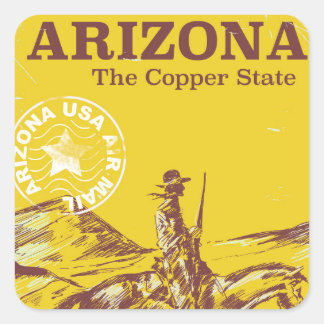 Arizona the copper state vintage travel poster square sticker