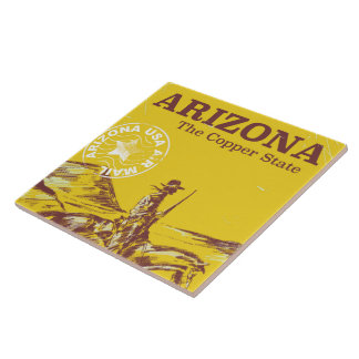 Arizona the copper state vintage travel poster tile