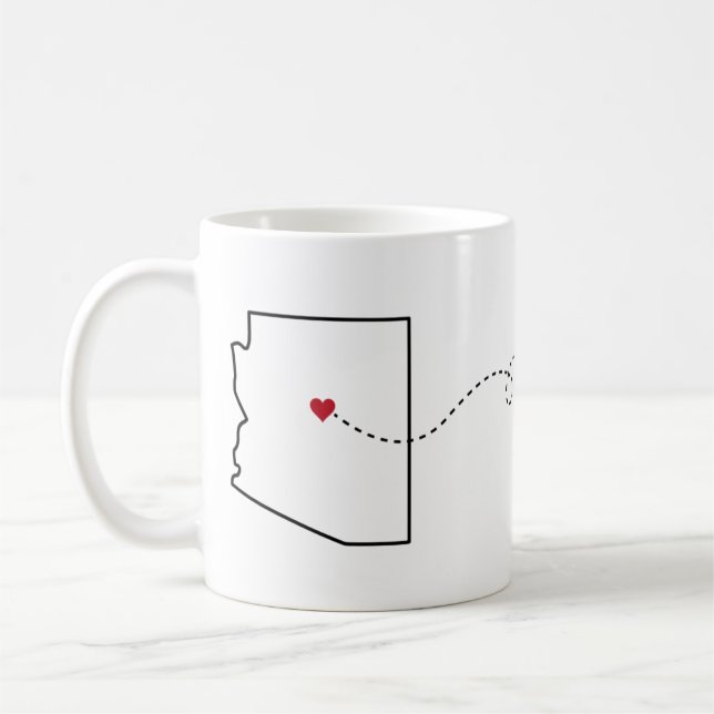 Arizona to North Carolina - Heart2Heart Coffee Mug (Left)