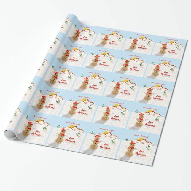 Arizona Tumbleweed Christmas Wrapping Paper (Unrolled)
