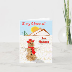 Arizona Tumbleweed Snowman Christmas Holiday Card