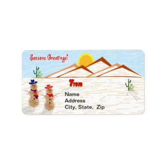 Arizona Tumbleweed Snowman Christmas Label
