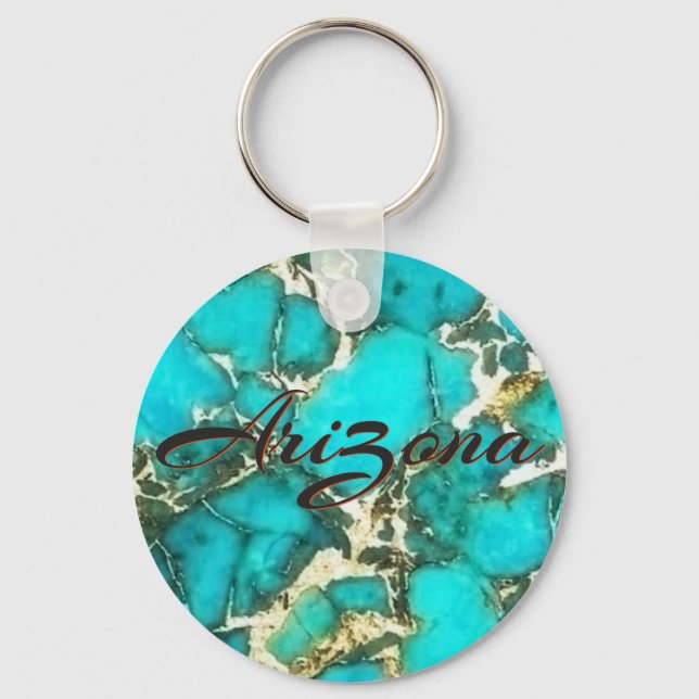 Arizona Turquoise with  Pyrite Matrix Key Ring (Front)