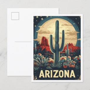 Arizona USA Art Vintage Illustration Travel Postcard