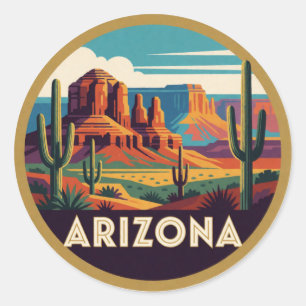 Arizona USA Desert Landscapes And Grand Canyon Classic Round Sticker