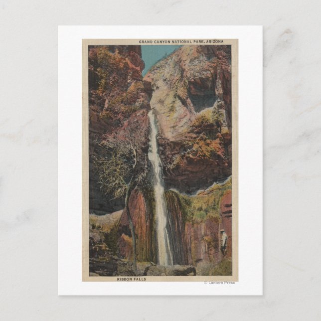 Arizona - View of Ribbon Falls in Grand Canyon Postcard (Front)