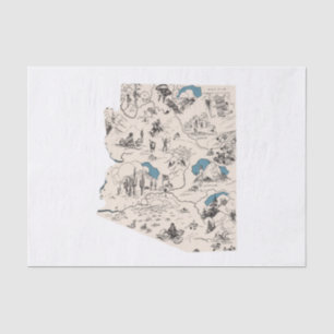 Arizona Vintage Picture Map Tissue Paper
