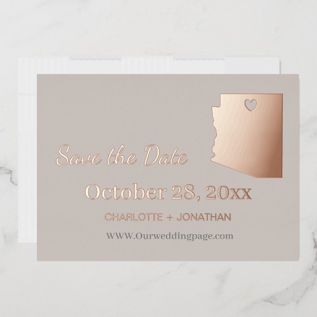 Arizona Wedding Save The Date Rose Gold (Envelope)