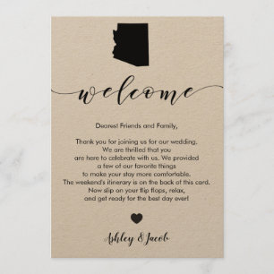 Arizona Wedding Welcome Letter & Itinerary Card