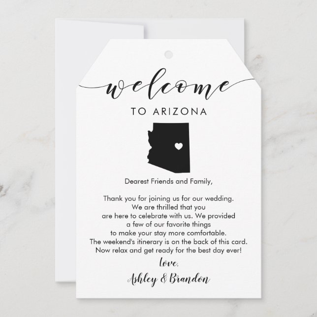 Arizona Wedding Welcome Tag, Letter Itinerary (Front)
