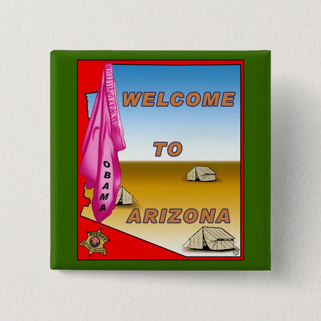 Arizona Welcomes Obama 15 Cm Square Badge (Front)