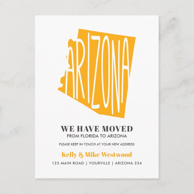 ARIZONA We've moved New address New Home  Postcard (Front)
