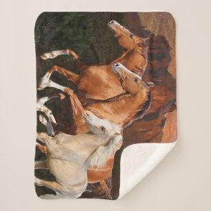 Arizona Wild horses Sherpa Blanket