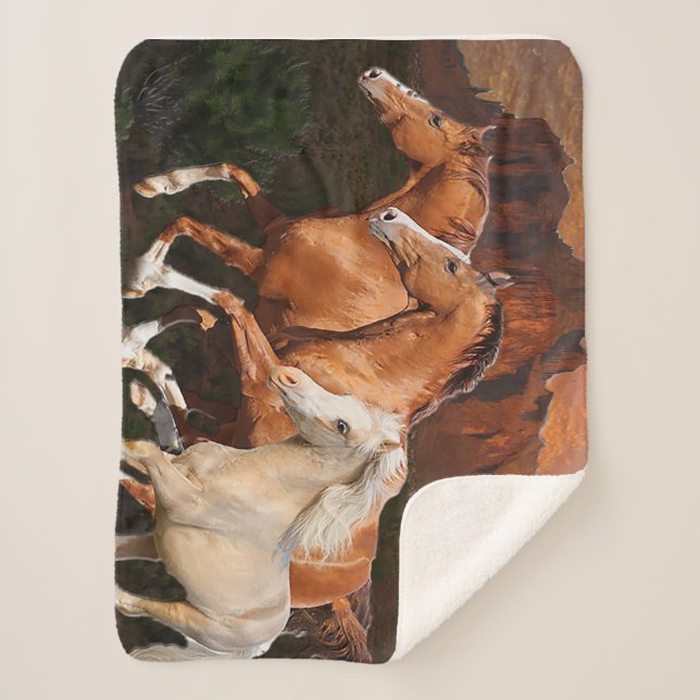 Arizona Wild horses Sherpa Blanket (Front)