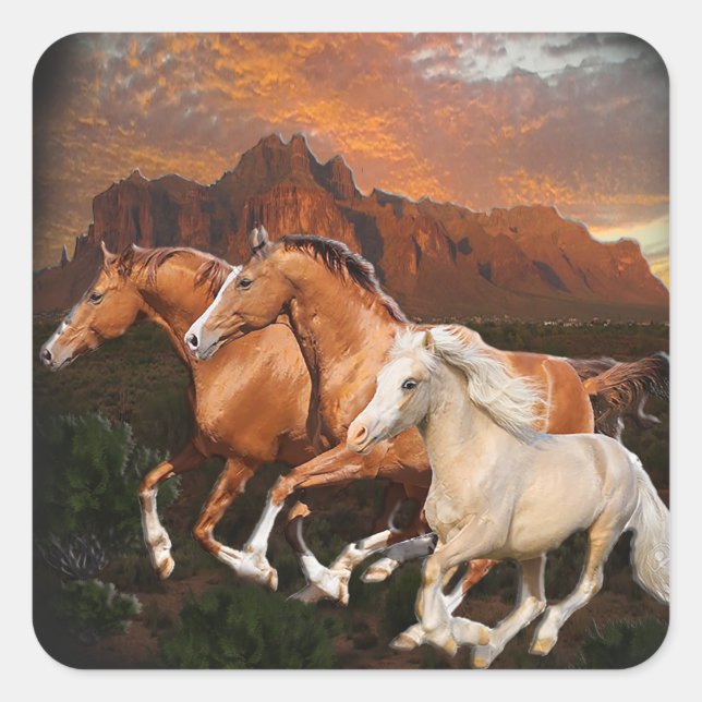 Arizona Wild horses Square Sticker (Front)