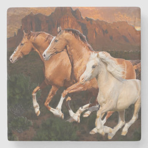 Arizona Wild horses Stone Coaster