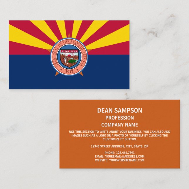 Arizonan Flag & Seal, Flag of Arizona Business Card (Front/Back)