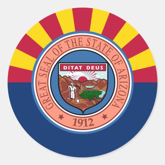 Arizonan Flag & Seal, Flag of Arizona Classic Round Sticker (Front)