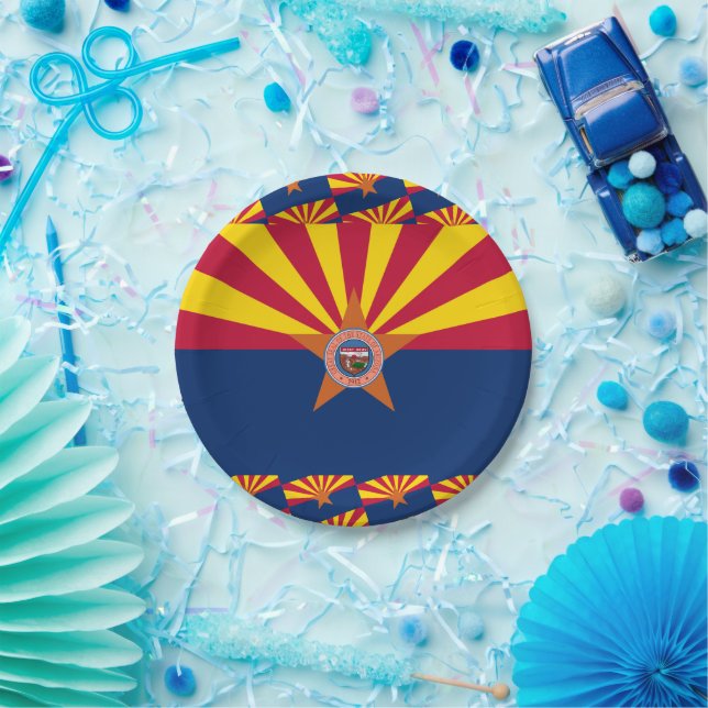 Arizonan Flag & Seal, Flag of Arizona Paper Plate (Party)