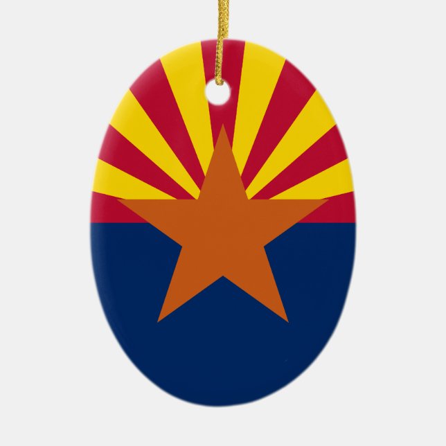 Arizona's Flag Ceramic Tree Decoration (Front)