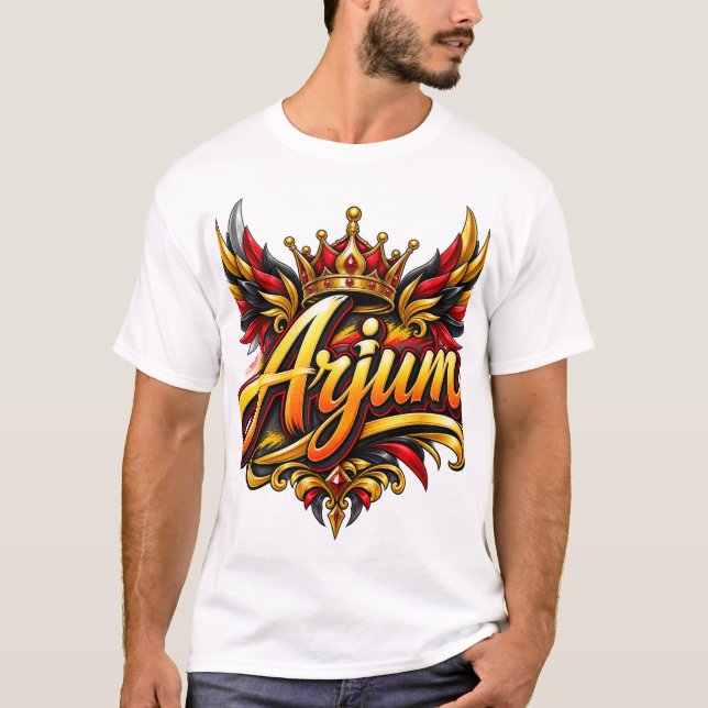 Arjun Royal Crown Wings Typography T-Shirt (Front)