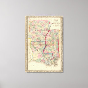Ark, Miss, La Map by Mitchell Canvas Print