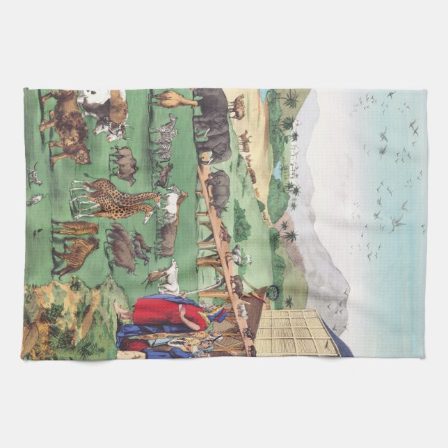 Ark of Noah with animals Tea Towel (Horizontal)