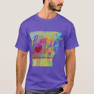 Arkansas AK Love A Colourful Watercolor State Map  T-Shirt