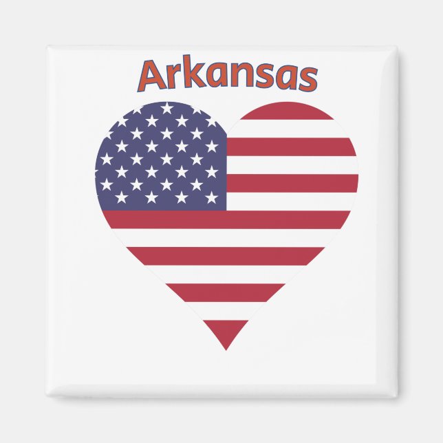 Arkansas American Flag Heart Magnet (Front)