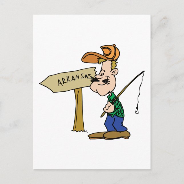 Arkansas AR Fisherman Vintage Travel Souvenir Postcard (Front)