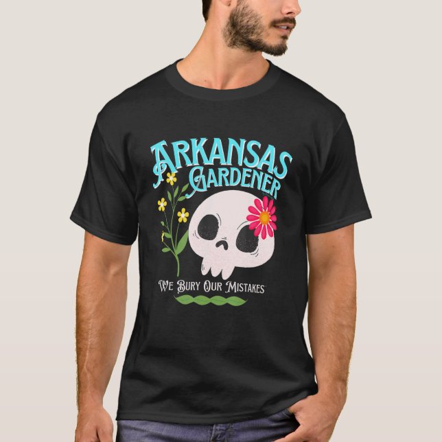 Arkansas Ar State Rebellious Gardener Cute Skull F T-Shirt (Front)