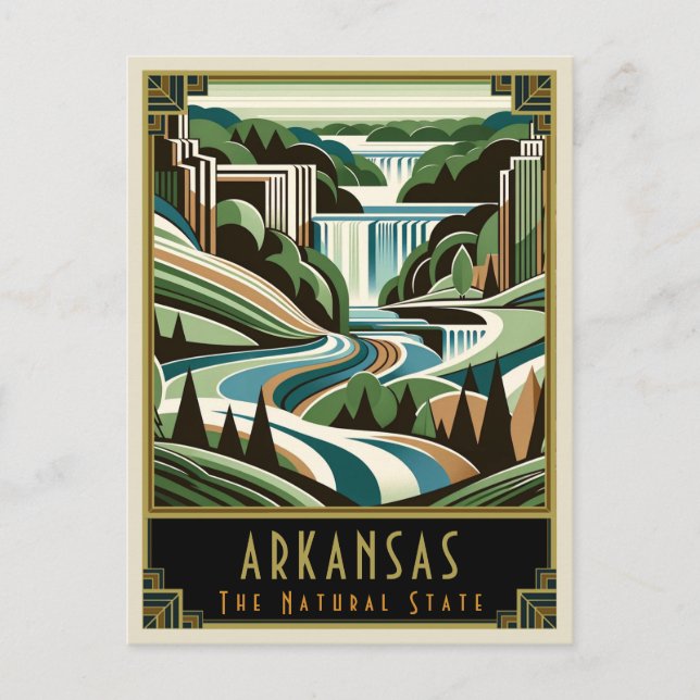 Arkansas | Art Deco Postcard (Front)