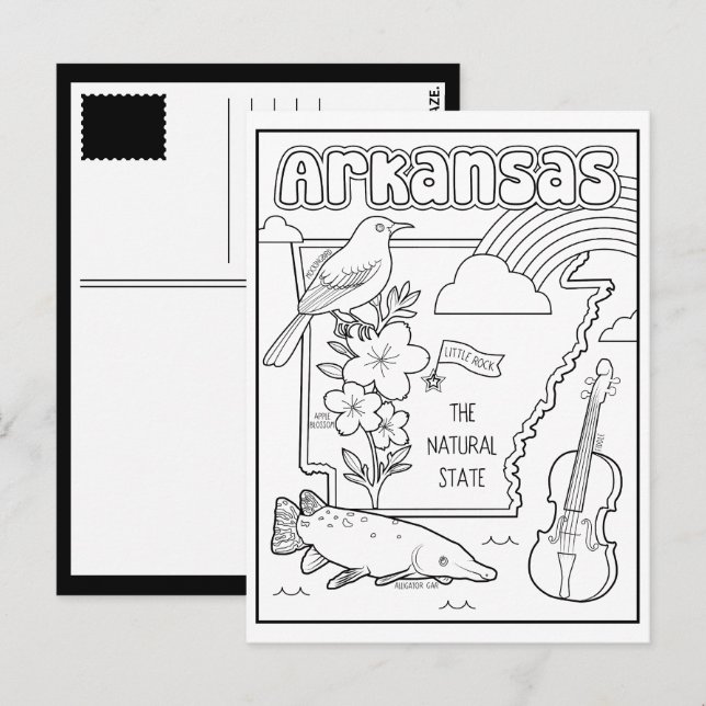 arkansas colour me collage postcard (Front/Back)