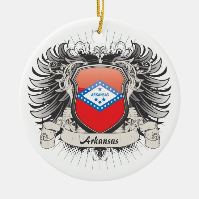 Arkansas Crest Ceramic Tree Decoration (Front)