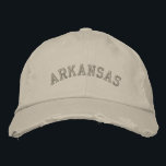 Arkansas Embroidered Distressed Cap Stone<br><div class="desc">A  Distressed Chino Twill Cap embroidered with the (customisable) text Arkansas.  Select the hat and text colour and style of your choice.</div>