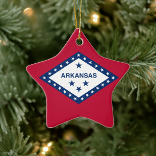 Arkansas Flag Ceramic Tree Decoration