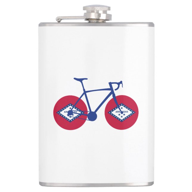 Arkansas Flag Cycling Hip Flask (Front)
