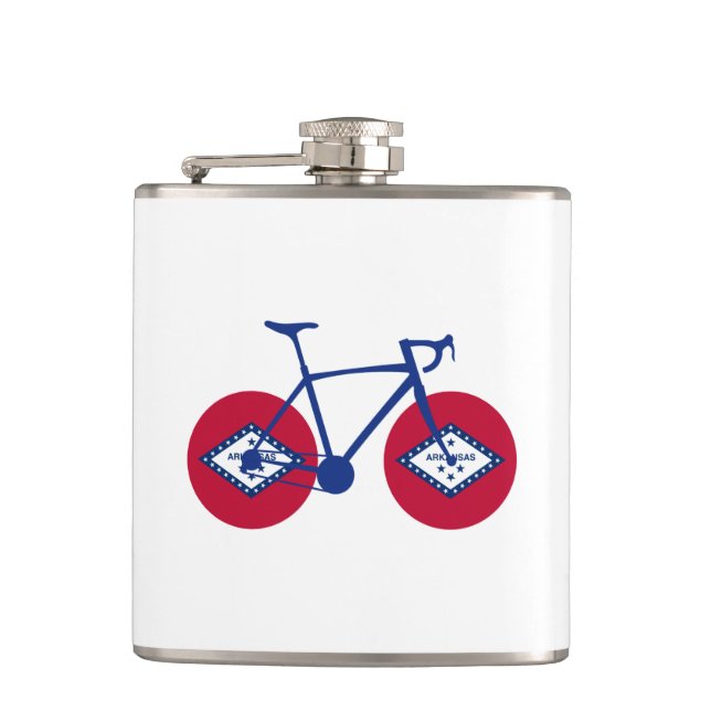 Arkansas Flag Cycling Hip Flask (Front)