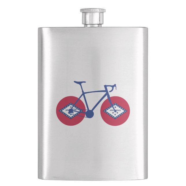 Arkansas Flag Cycling Hip Flask (Front)
