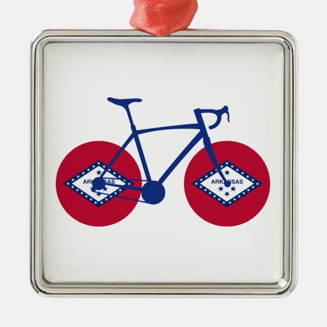 Arkansas Flag Cycling Metal Tree Decoration (Front)