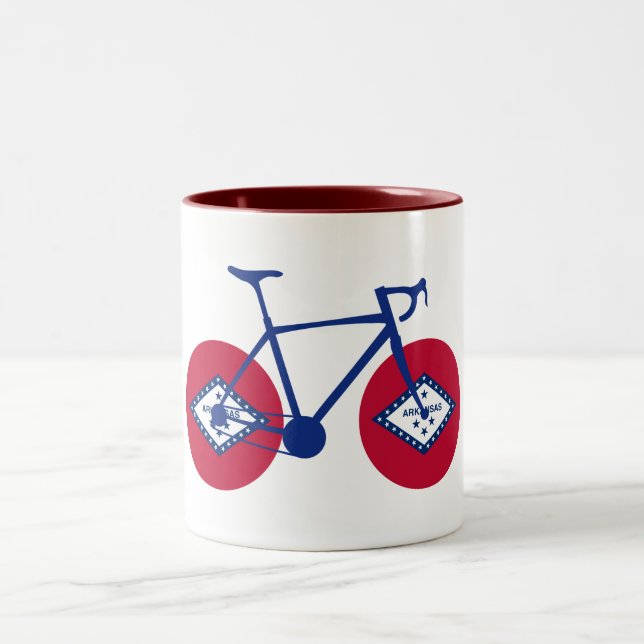 Arkansas Flag Cycling Two-Tone Coffee Mug (Center)