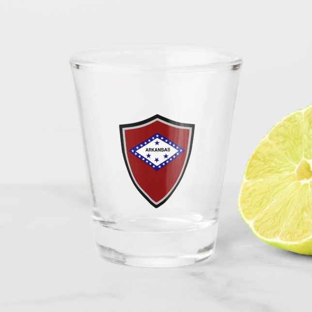 Arkansas flag shot glass (Front)