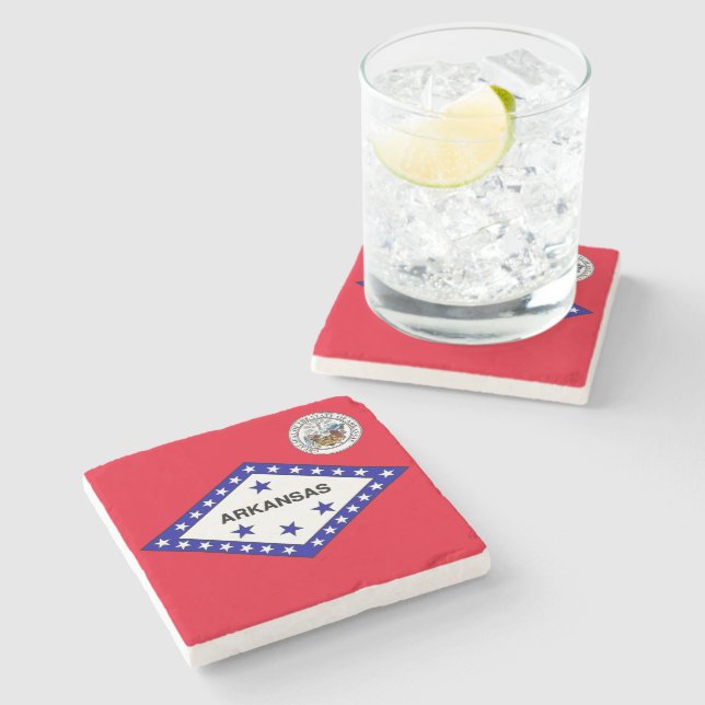 Arkansas flag stone coaster (Side)
