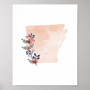 Arkansas Floral Watercolor State Poster