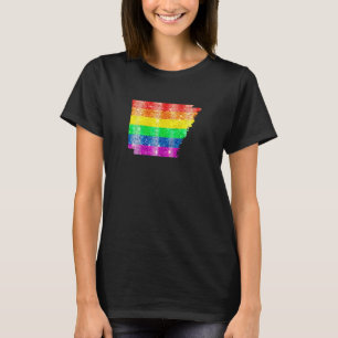 Arkansas Gay State Pride Rainbow Flag Map Gay Lesb T-Shirt