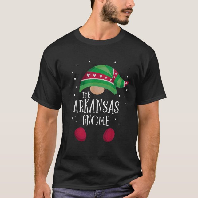 Arkansas Gnome Family Matching Christmas Pajamas  T-Shirt (Front)