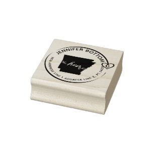 Arkansas Home Map Family return address Rubber Stamp