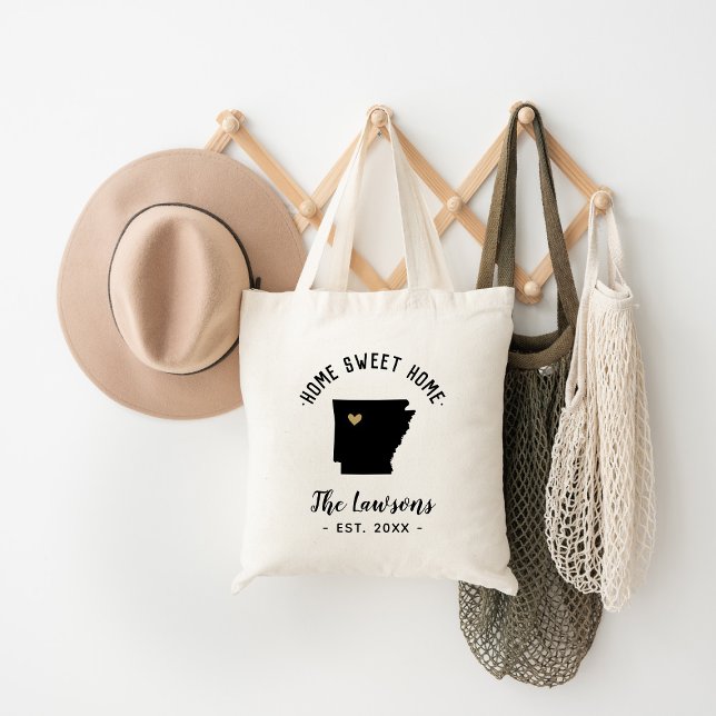 Arkansas Home Sweet Home Family Monogram Tote Bag (Creator Uploaded)